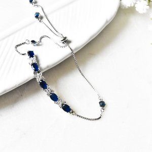 Elaine CZ Blue Stones 925 Silver Bracelet